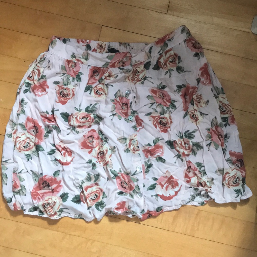 Forever 21 Floral Button Up Skirt